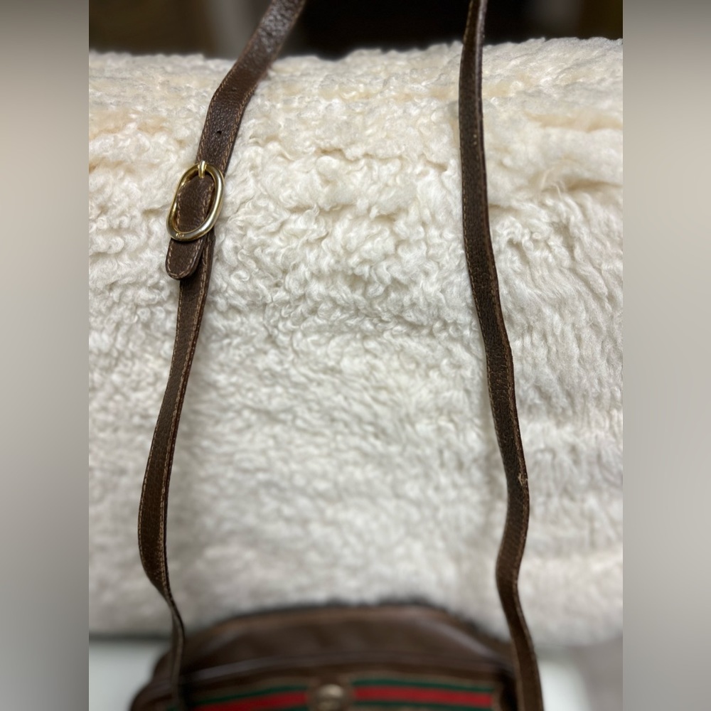 Authentic Vintage Gucci Brown Leather GG and GRG Webbing Accent Bag - Picture 10 of 13